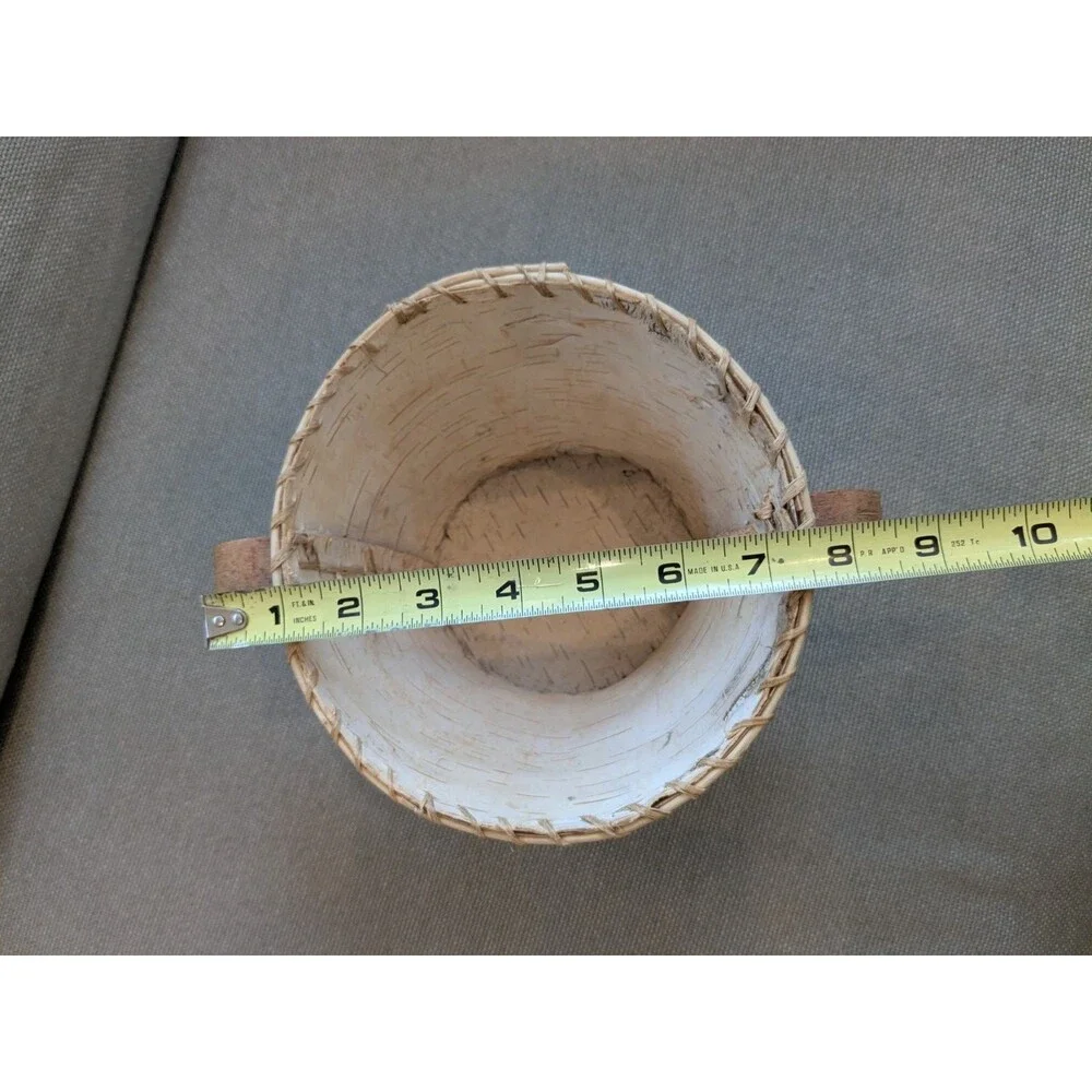 Vintage‎ Birch Bark Basket Native American Ojibwe Hand Made 7''